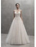 Luxury Ivory Sparkle Tulle Pearls Wedding Dress With Champagne Lining